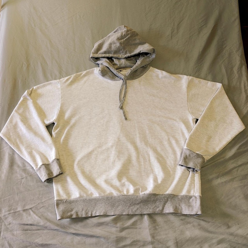Denim & Flower Ricky Singh Mens Two-Tone Heather Gray Relaxed Hoodie Large